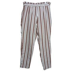 Express Striped High Rise Ankle Paper Bag Waist Pants Women's‎ Size 6L/6L